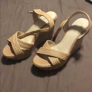 Tan Wedges. Never worn